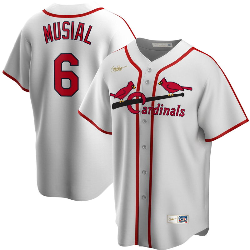 2020 MLB Men St. Louis Cardinals #6 Stan Musial Nike White Home Cooperstown Collection Player Jersey 1